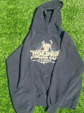 Glidab Holder Hunting Camp And Lodge  Black Pullover Hoodie Medium